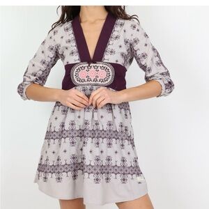 Odd Molly Purple and Cream Embroidered Dress
